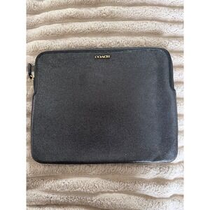 Coach Black Glitter Crossgrain Leather Laptop Tablet Sleeve Case Gold Logo